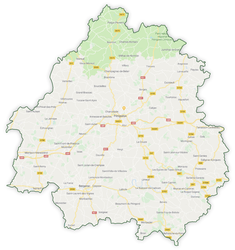 Les Golfs de Dordogne sur la carte